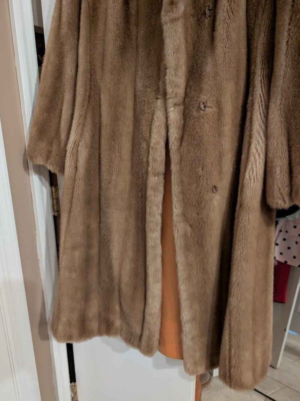 Tissavel of France Lovemans Vintage Faux Fur Knee Length Coat Beige Fawn 8 EUC - Picture 5 of 15